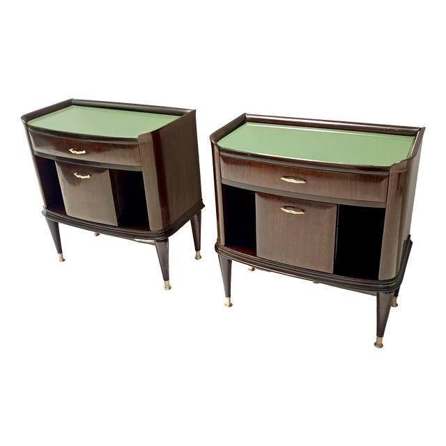 Ebonized Walnut and Beech Nightstands in the style of Tomaso Buzzi, 1950s, Set of 2 For Sale