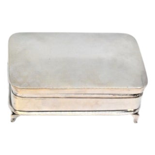 Silver Jewelry Holder with Engravings and Cut-Out Feet For Sale