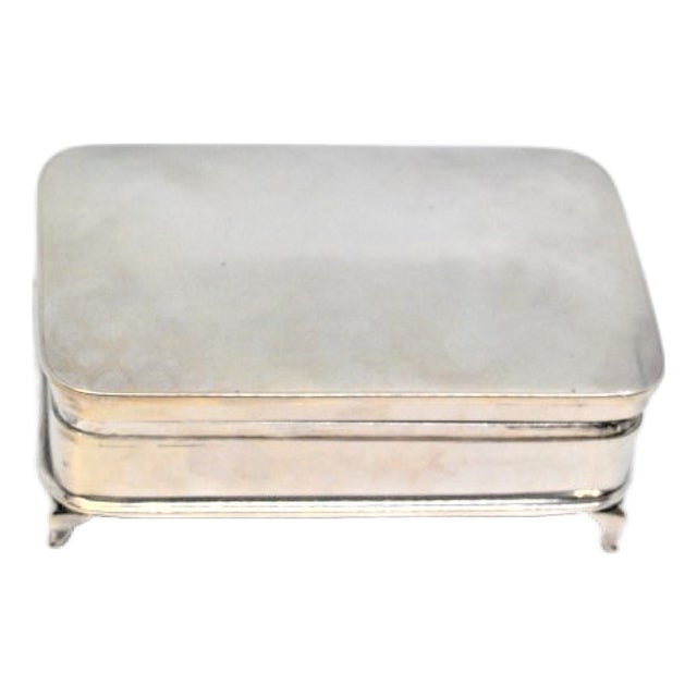 Silver Jewelry Holder with Engravings and Cut-Out Feet For Sale