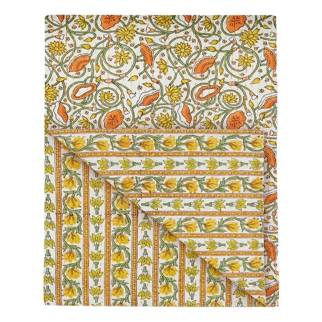 Lotus King Coverlet (92x108) Yellow For Sale