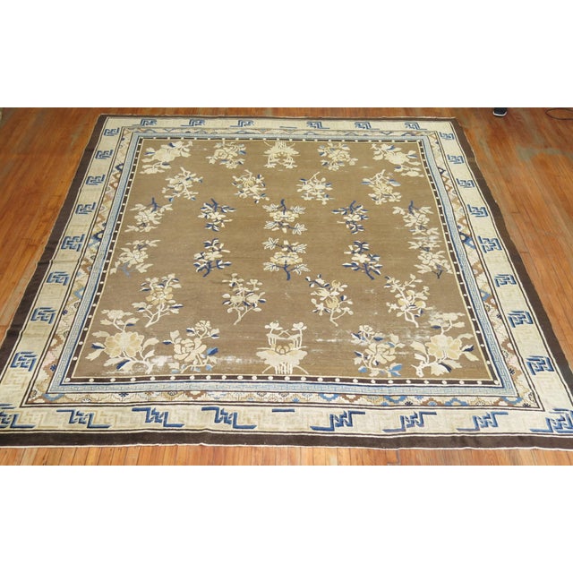 Early 21st Century Antique Chinese Square Peking Rug For Sale - Image 5 of 6