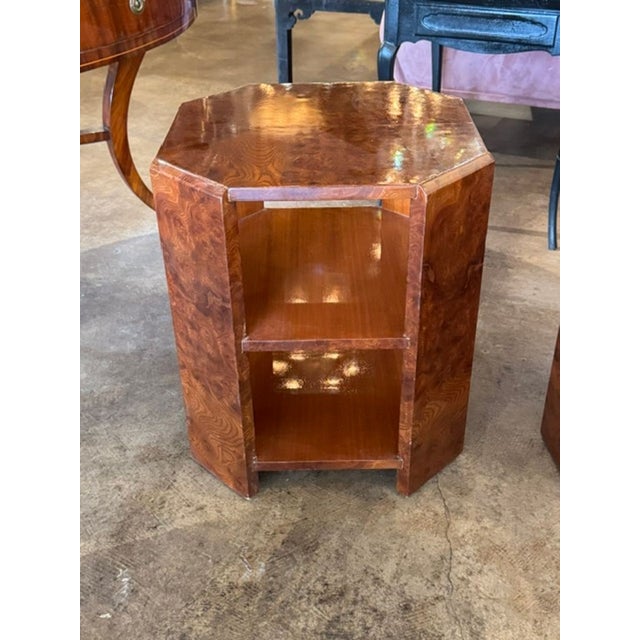 Pair of Italian Art Deco Design Burlwood Side Tables For Sale - Image 4 of 7