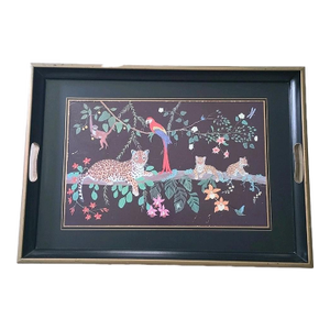 Vintage Lynn Chase Jaguar Jungle Rectangular Serving Tray 21.5” X 15.5”