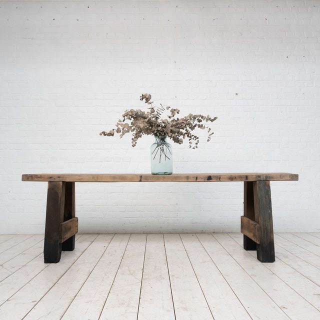 Primitive Beech and Oak Console, 1900s For Sale - Image 6 of 8