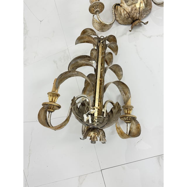 Large Hollywood Regency Style Wrought Iron Wall Lamps, 1980s, Set of 2 For Sale - Image 12 of 14