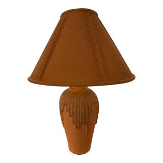 Vintage 1995 Signed Elite Postmodern Pastel Draped Table Lamp With Original Shade & Leviton Socket - 29" For Sale