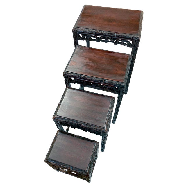 Antique Rosewood Chinese Nesting Tables Set of 4 For Sale In Los Angeles - Image 6 of 12