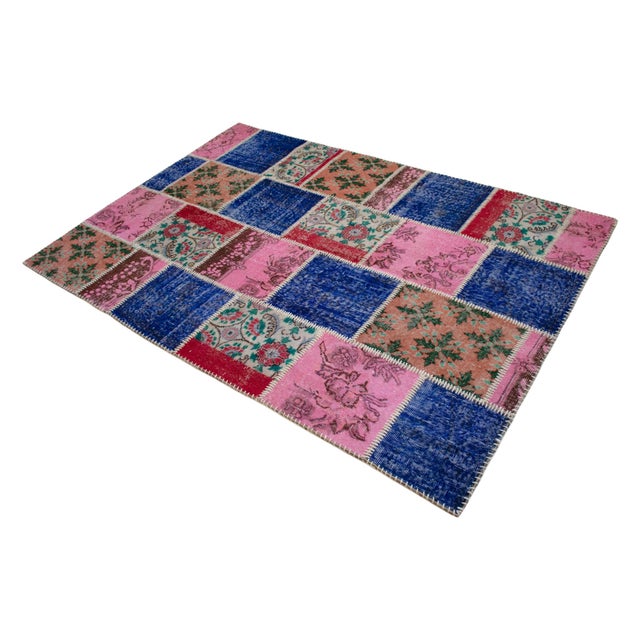 Vibrant Pink & Red Turkish Rug Hand Knotted Handstitched Art - 5'7"x7'10" For Sale - Image 4 of 17