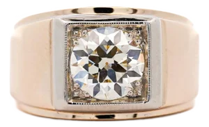 Gia Certified 2 Carat Diamond in 14k Gold Solitaire Men's Ring