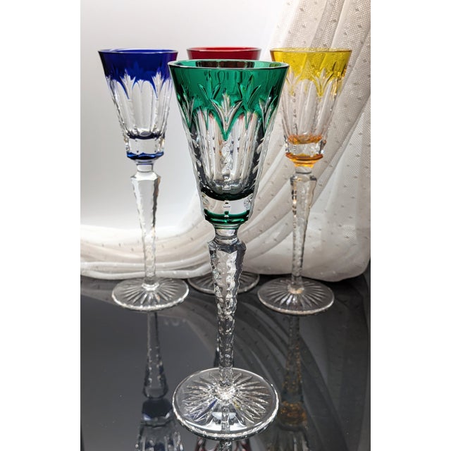 Late 20th Century Late 20th Century Faberge Crystal Palais Royal Cordial Glasses, Set of 4 With Box For Sale - Image 5 of 13