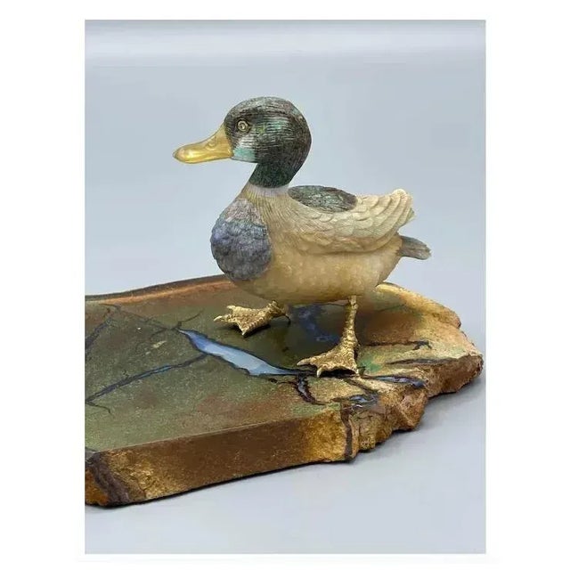 18k Gold Duck Carved Opal Hardstone Figure For Sale - Image 4 of 6