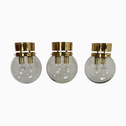 Large Czech Smoky Glass and Brass Ceiling Lights from Kamenický Šenov, 1970s, Set of 3 For Sale - Image 12 of 12