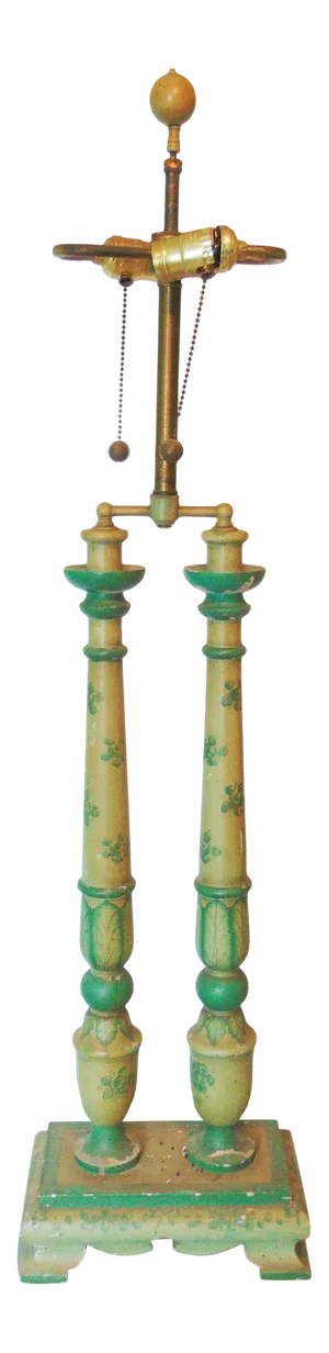 Italian Style Paint Decorated Wood Column Form Lamp