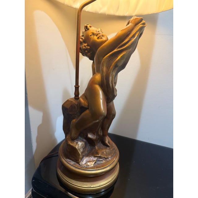 Figurative Vintage Figural Table Lamp With Draped Maiden Sculpture For Sale - Image 3 of 3