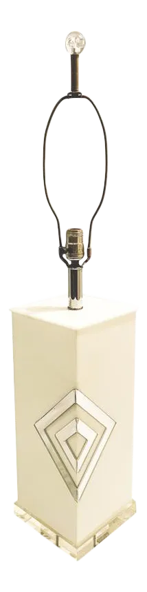 Vintage Mid-Century White Acrylic and Lucite Lamp With Mirrored Accents