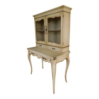 Weiman Furniture Vintage Italian Style Antiqued Off White Finish Secretary Desk For Sale
