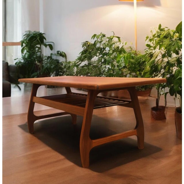 Danish Coffee Table in Teak and Walnut with Magazine Shelf, 1960s For Sale - Image 6 of 15