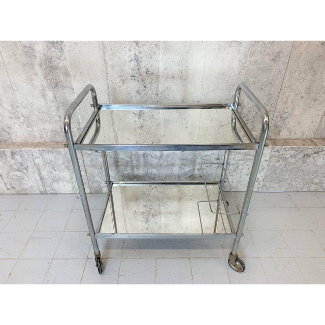 Chrome and Mirrored French Mid-Century Drinks Trolley For Sale - Image 4 of 4