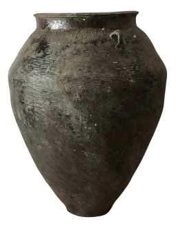 Large Vintage Brown Glazed Ceramic Pot