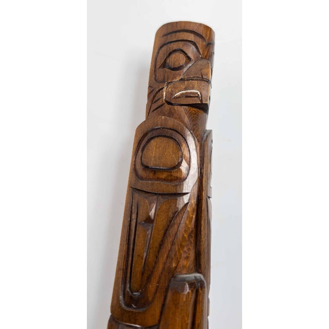 Brown Late 20th Century Northwest Coast Squamish Native American Indian Totem by R Krawchuk For Sale - Image 8 of 18