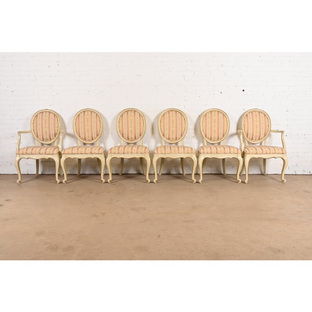 Karges French Provincial Louis XV Cream Lacquered and Gold Gilt Dining Chairs, Set of Six For Sale - Image 12 of 12