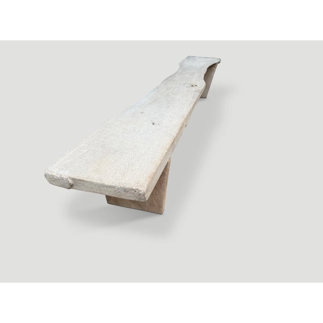 Andrianna Shamaris Impressive Live Edge Teak Wood Long Bench For Sale - Image 17 of 18
