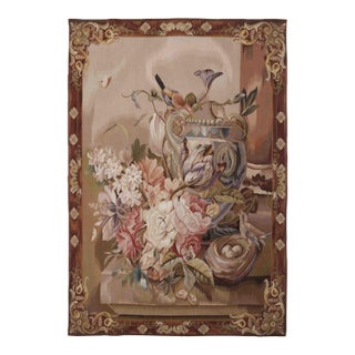 Nest & Floral Beige Handwoven Tapestry - 184 X 132 Cm (6'0" X 4'3") - Requires Rod Size 4 For Sale