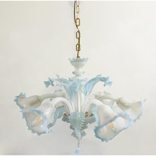 Vintage Chandelier in Blue Murano Glass, 1950s For Sale - Image 4 of 6