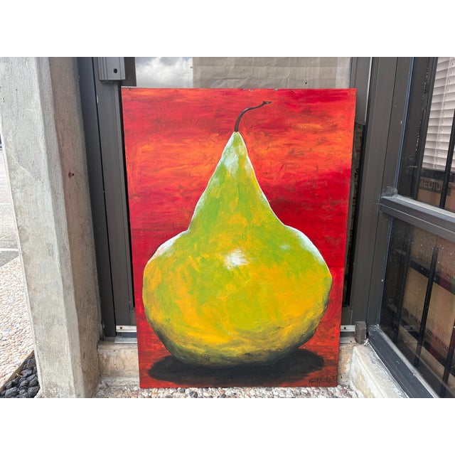 Contemporary Oil on Canvas of a Large Pear by Kermit Eisenhut For Sale - Image 3 of 11