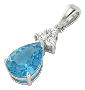 Swiss Blue Topaz Pendant, Stacking Gemstone Pendant for Woman