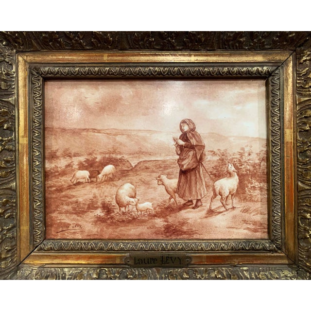 French 19th Century French Porcelain Plaques in Gilt Frames Signed L. Levy - a Pair For Sale - Image 3 of 12