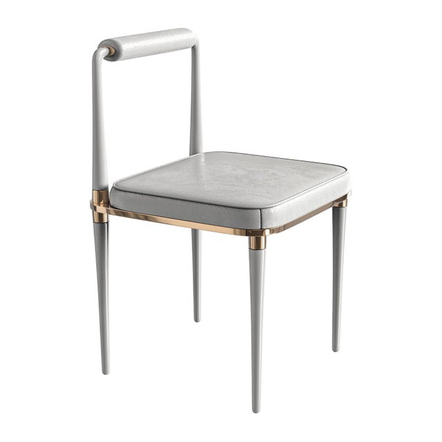 Art Deco "Audrey" Chair, Stainless Steel, Bronze Details, Tailor Made Leather For Sale - Image 3 of 8