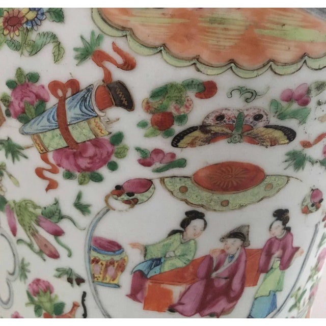 Antique Chinese Large Famille Rose Vase with Lid For Sale - Image 9 of 13