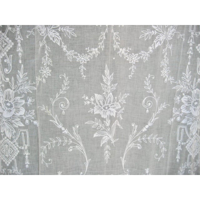 Napoleon III Sheer Curtain Embroidered Panel Early 18 Hundreds For Sale - Image 4 of 10