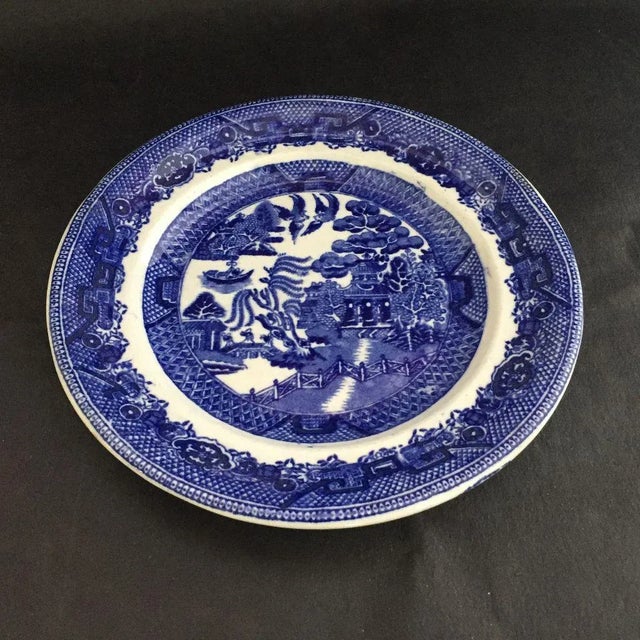 Antique hand painted blue & white 9.25"D plate, makers mark reads"Staffordshire England" Excellent condition.