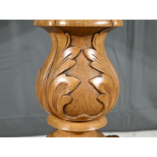 Brown Cherry Wood Pedestal Table For Sale - Image 8 of 18