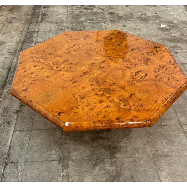 1970s Italian Burl Wood Octagonal Coffee Table, 1970s For Sale - Image 5 of 7