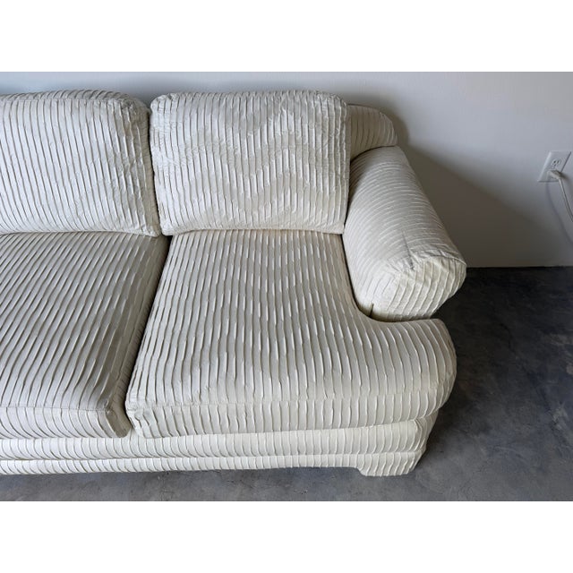Vintage Century Furniture White Textured Fabric Three-Seater Sofa For Sale - Image 12 of 18