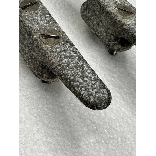 Vintage Oxidized Cast Iron Nautical Architectural Salvage Boat Dock Cleat Drawer Pull Hardware, Set of 2 For Sale - Image 9 of 11