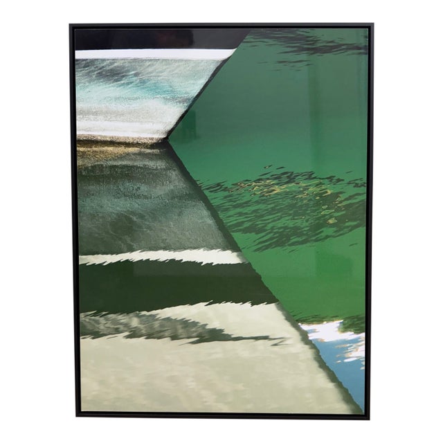 21st Century, Untitled, Abstract, Framed Photograph on Acm of Boat Reflection in Water, Artist Geoffrey Baris For Sale
