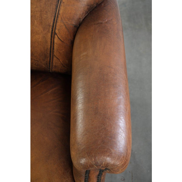 Brown Club Chair in Sheepskin Leather For Sale - Image 8 of 14