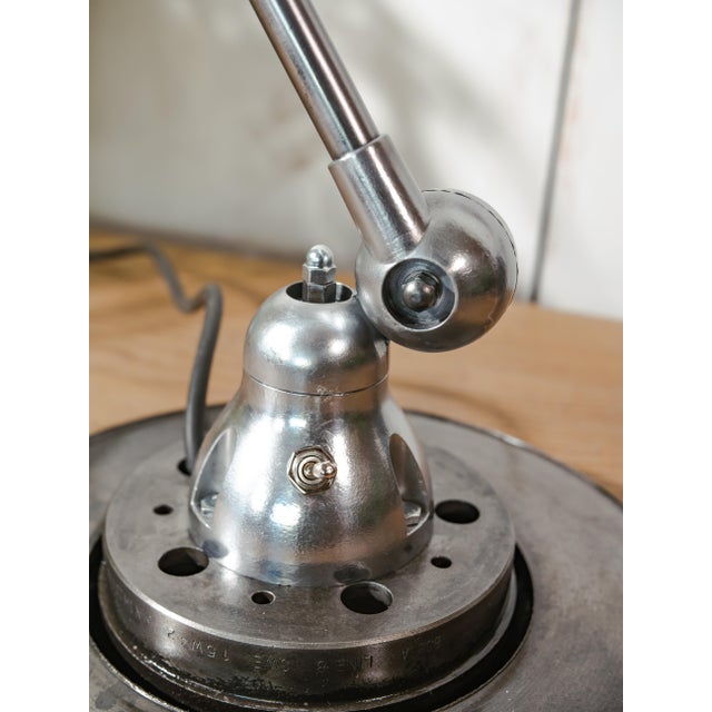 Jieldé Three-Arm Workshop Lamp on Brake Disc, 1950s For Sale - Image 4 of 14