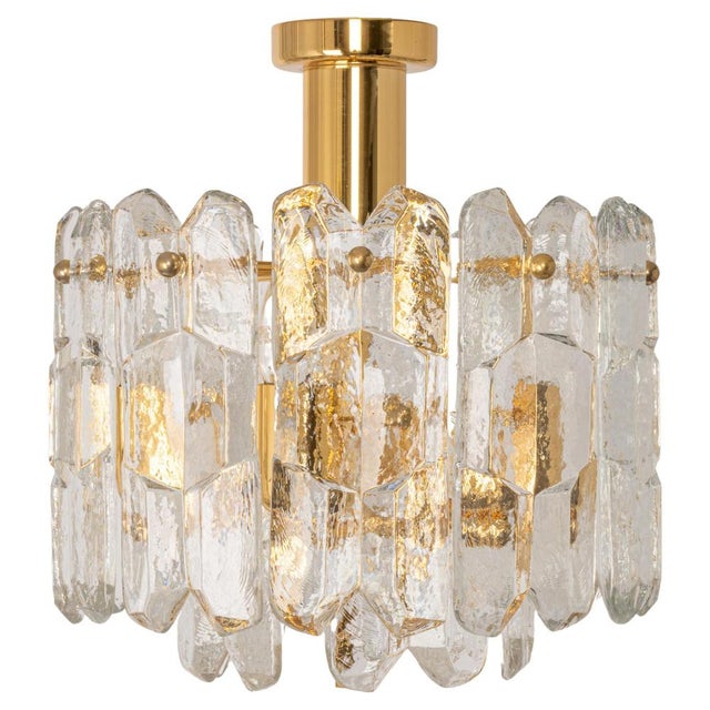 Gilt Brass and Crystal Glass Light Fixture from Kalmar, Austria, 1970s For Sale - Image 10 of 10