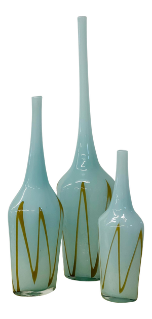 Vintage Mid-Century Murano Style Hand Blown Glass Vases - Set of 3