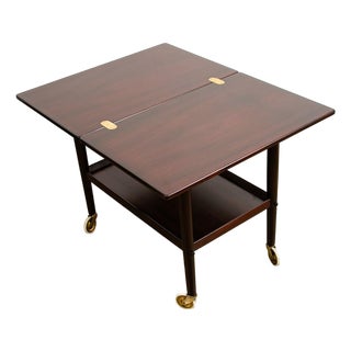 1960s Mid Century Danish Modern Serving Cart Ole Wanscher Mahogany Bar Tray Trolley Nm For Sale