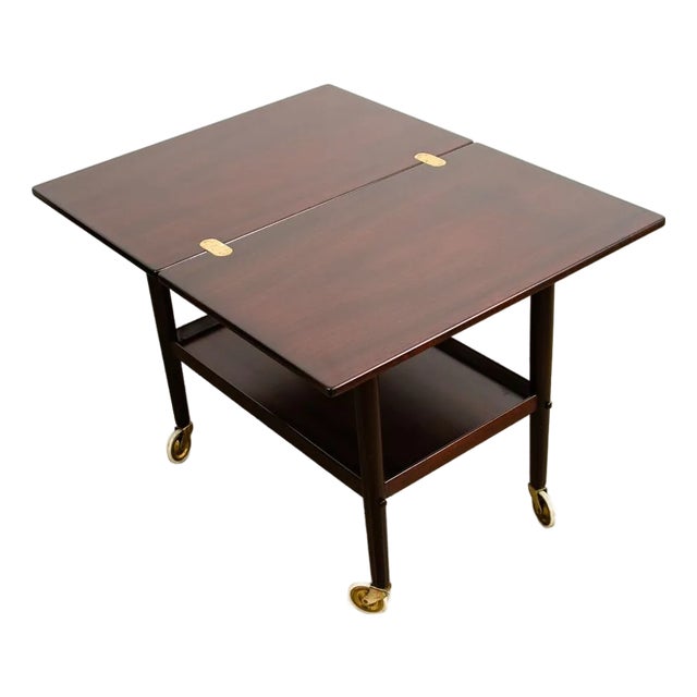 1960s Mid Century Danish Modern Serving Cart Ole Wanscher Mahogany Bar Tray Trolley Nm For Sale