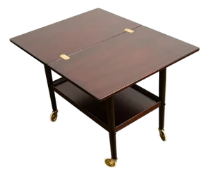 1960s Mid Century Danish Modern Serving Cart Ole Wanscher Mahogany Bar Tray Trolley Nm