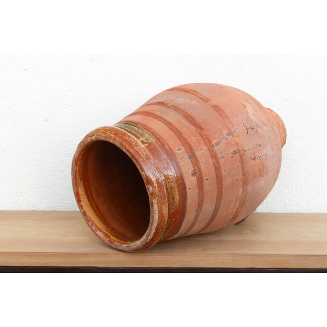 Sculpture Materials Large Mediterranean Terracotta Glazed Rim Floor Vase For Sale - Image 7 of 11