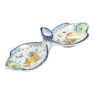 Antique Emile Gallé French Faience Hors d'Oeuvre Serving Dish For Sale