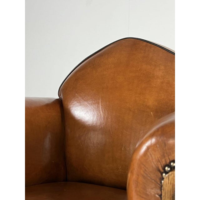 Set of Art Deco Club Chairs in Sheep Leather For Sale - Image 11 of 18